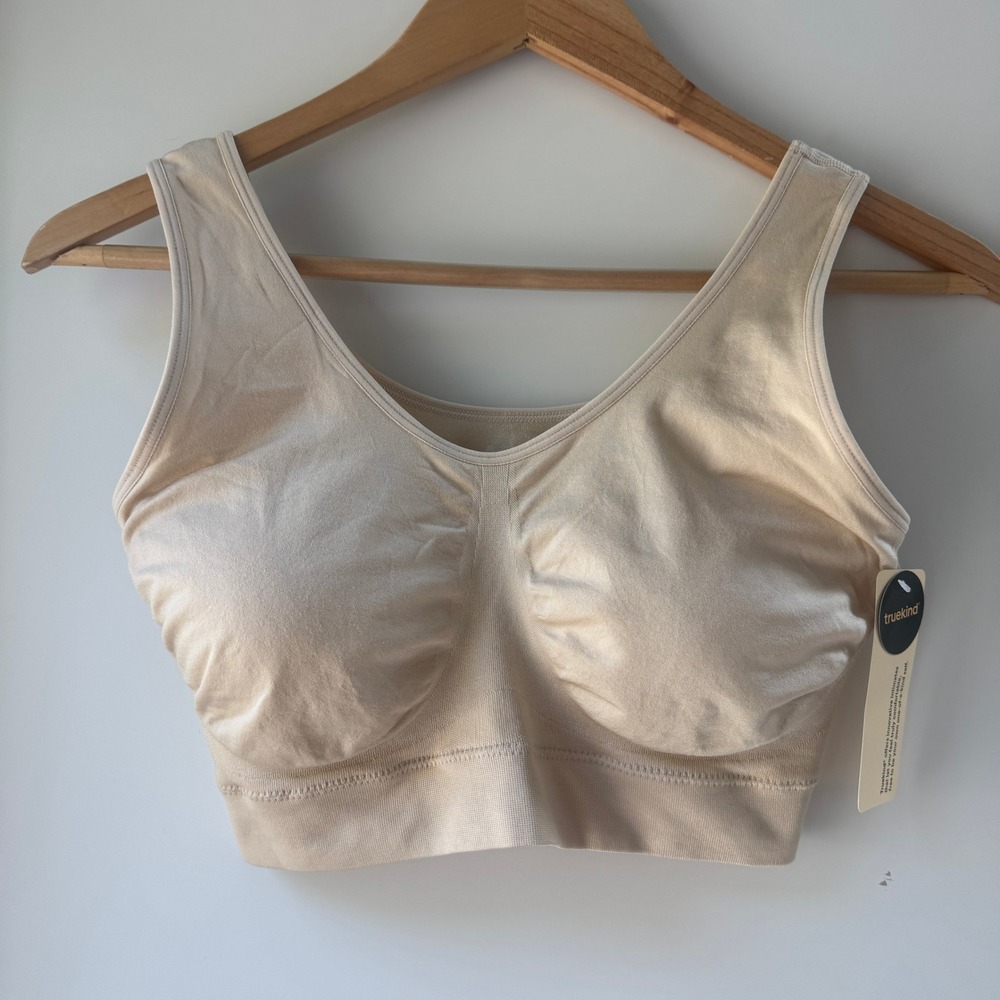 Truekind Everyday Throw-on Bralette XL Beige Wireless Seamless Stretch NWT